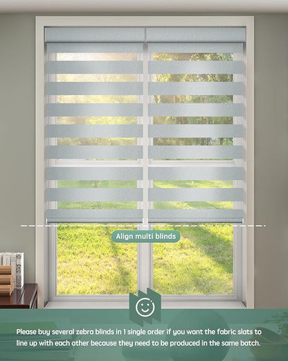 Yoolax Motorized Zebra Blinds Compatible with Alexa,Motorized Blinds with Remote Smart Automatic Custom Electric Window Blinds Cordless Indoor Room Darkening for Home Bedroom Kitchen (Starry Gray)