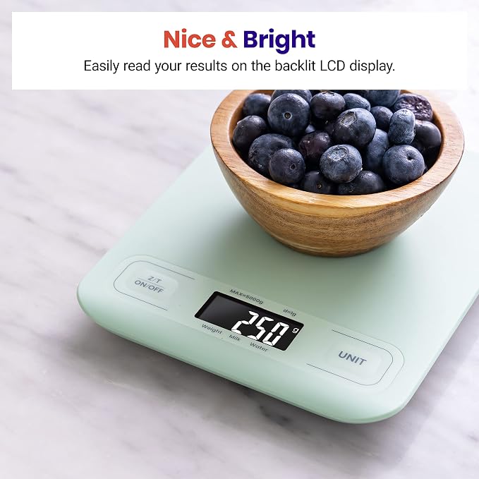 Etekcity Food Kitchen Scale, Digital Grams and Ounces, Medium | Tare function, ideal for baking, weight loss, keto, meal prep, packages, liquids and jewelry, Green