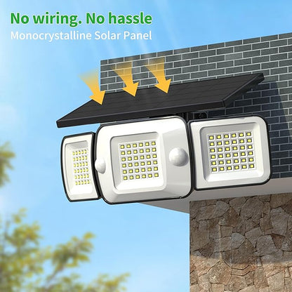 intelamp Solar Flood Lights Outdoor Waterproof, 6000mAh 1200LM Solar Powered Dual Motion Sensor LED Lighting Dusk to Dawn Security Floodlight Exterior with Remote for Outside Garden House Yard Porch