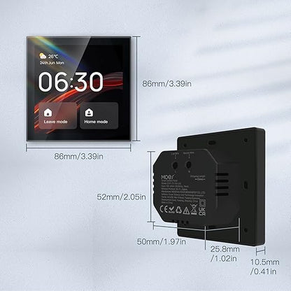 Smart Home Control Panel 4 Inch Touch Screen Wall Switch, WiFi Smart Switch Scene Controller Compatible with ZigBee and Bluetooth Devices, Voice Control for Lighting and Automation