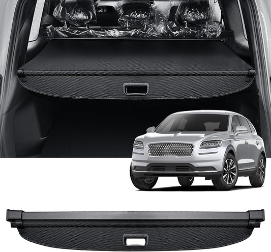AUXKO Retractable Cargo Cover for Lincoln MKX 2018-2016, Trunk Cargo Cover Luggage Security Shade Cover for Lincoln Nautilus 2023-2019 Shielding Shade Anti-Peeping Luggage Privacy Screen, Carbon Fiber