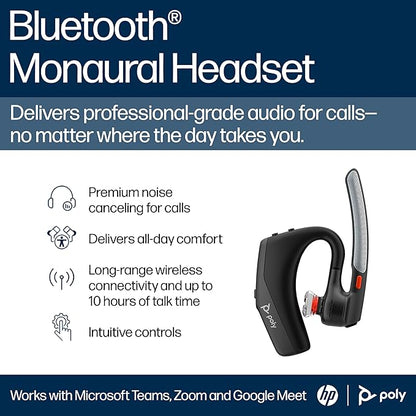 Poly Voyager Legend 30 - Bluetooth Headphones with Mic - Discreet Boom & 4 Noise-Canceling Mics - WindSmart Technology - All-Day Comfort - Seamless Connectivity - Smart Sensors & Call Controls
