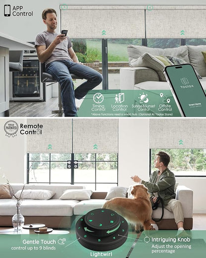 Yoolax Motorized Blinds with Remote, 100% Blackout Smart Blinds Work with Alexa, Google, Apple Homekit, Motorized Shades for Bedroom, Custom Electric Shades Voice Control (Linen Beige)