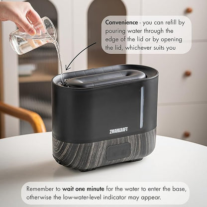 ZMARKRAFT® 3L Large Humidifier with Special Flame Light Effect, Quiet Ultrasonic Humidifying, Top Fill and Adjustable Mist Level, Cool Mist Humidifier for Any Season for Bedroom and Living Room