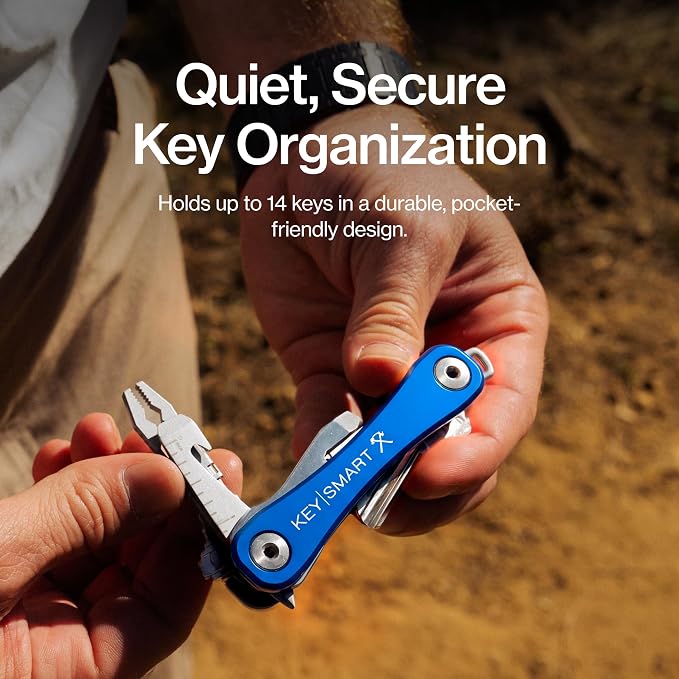 KeySmart Rugged Keychain Multitool Key Holder, Up to 14 Keys | Key Organizer for EDC. Expandable, Durable Build, Reduces Key Chain Bulk & Jingle, Pocket Clip & Bottle Opener Included