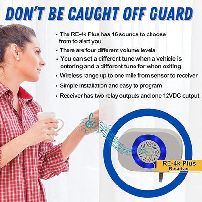 Dakota Alert Long Range Driveway Alarm Motion Detector - DCMA-4k Plus One Mile Wireless Range Alarm System - DCMT-4000 Transmitter & RE-4k Plus Receiver-Use Outdoors, Driveways, Entrances & Backyards