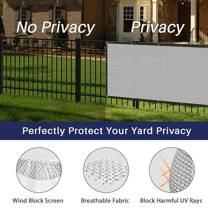 Windscreen4less Privacy Fence Screen Heavy Duty Windscreen Fencing Mesh Fabric Shade Net Cover with Brass Grommtes for Outdoor Wall Garden Yard Pool Deck, 6'x20' Light Gray