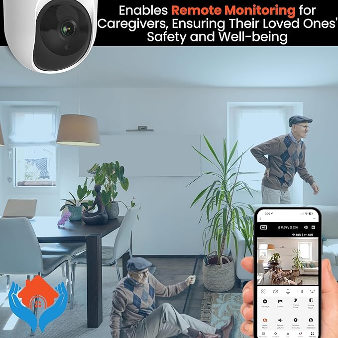 MobiCam PRO Home Monitoring Camera Single: Full HD, Pan & Tilt, Color Night Vision, Motion Tracking, Temp & Humidity Readings. Supports Cloud & SD Storage, Smart App Compatible