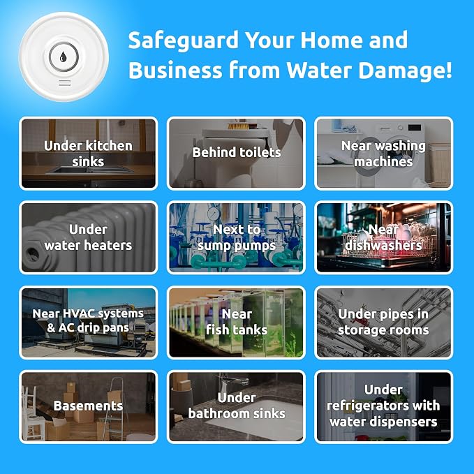 Drip Defender Pro Water Sensor WiFi Water Leak Detector for Home 100dB