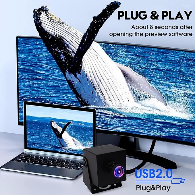 4K HDMI USB Camera Wide Angle Webcam for Computer 4K 30fps PC Camera Mini UVC USB2.0 Lightburn Camera for Laser Engraver 2X Digital Zoom USB Security Camera for Laptop Raspberry Pi Jetson Nano