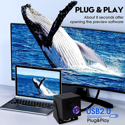 4K HDMI USB Camera Wide Angle Webcam for Computer 4K 30fps PC Camera Mini UVC USB2.0 Lightburn Camera for Laser Engraver 2X Digital Zoom USB Security Camera for Laptop Raspberry Pi Jetson Nano