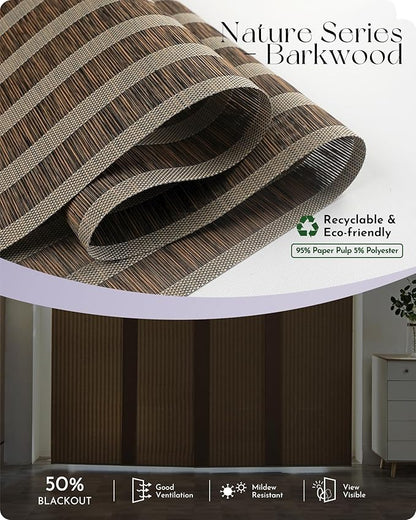 Graywind Motorized Natural Sliding Panels Compatible with Alexa Google Light Filtering Smart Panel Track Blinds for Patio Sliding Door, Custom Size (Barkwood)