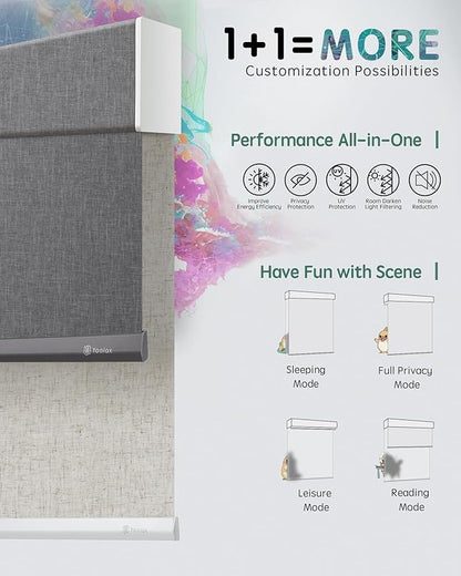 Yoolax Smart Dual Roller Shades, Motorized Blinds with Remote Smart Blinds Compatible with Alexa, Automatic Dual Shades for Windows Bedroom Living Room (Customize)