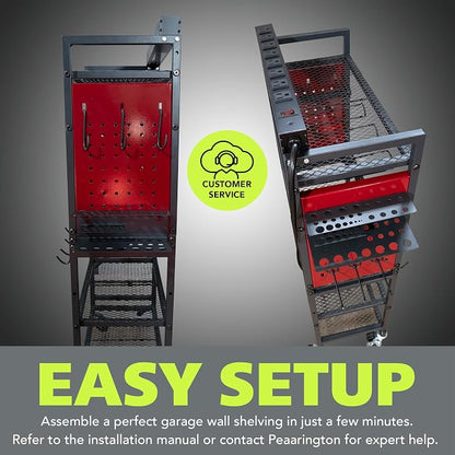 Pearington Power Tool Cart with Battery Charging Station, 8 Outlet Power Strip, Garage Mobile Workbench for Mechanic, Workshop