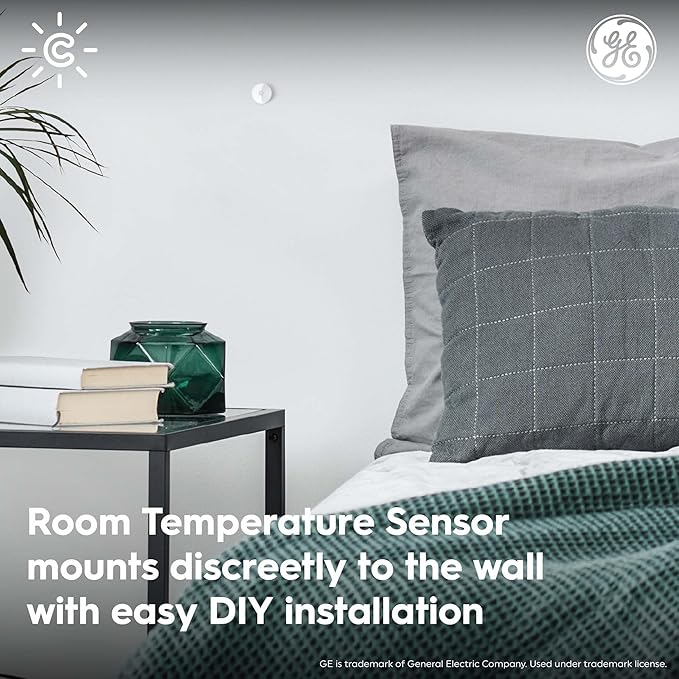 GE Cync Smart Temperature Sensor, Works with Cync Smart Thermostat (Required and Sold Separately) to Reduce Hot and Cold Spots, Easy Mounting and DIY Installation, White