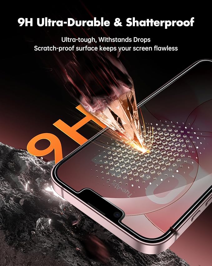 UNBREAKcable Privacy Screen Protector for iPhone 17e, Shatterproof Tempered Glass [True 28°Anti Spy] [9H Hardness] [Easy Installation Frame] Private Protector for iPhone 17e 6.1inch-2 Pack