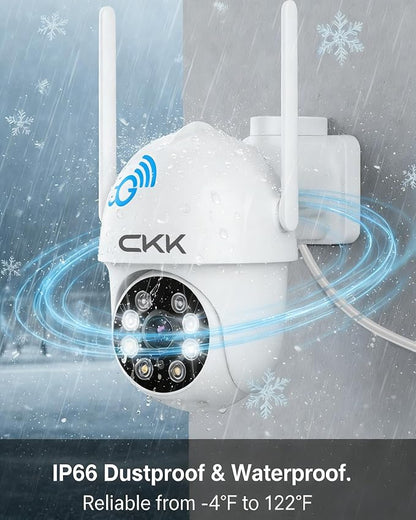 CKK 2K Security Camera Outdoor Corded Power, WiFi Wireless Security Cameras