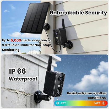 No WiFi Security Camera, Solar Outdoor Camera Wireless With Memory card