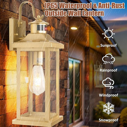 Gold Outdoor Light Fixtures Dusk to Dawn Motion Sensor 18” Large