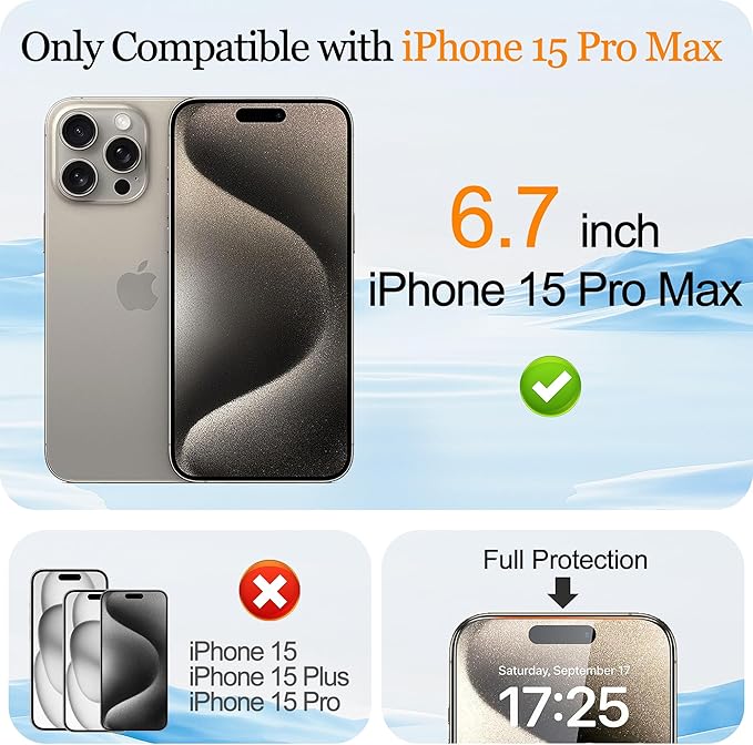 Compatible with iPhone 15 Pro Max Privacy Screen Protector Mirror Tempered Glass Mirrored Effect Anti-Spy Private Easy Installation Frame Full Coverage Bubble Free 2 Pack (6.7 inch Silver)
