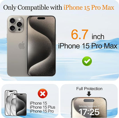 Compatible with iPhone 15 Pro Max Privacy Screen Protector Mirror Tempered Glass Mirrored Effect Anti-Spy Private Easy Installation Frame Full Coverage Bubble Free 2 Pack (6.7 inch Silver)