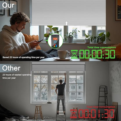BERISSA Motorized Cellular Shades, Blackout Smart Honeycomb Blinds with Remote Control & Hub, Custom Room Darkening Automatic Cellular Window Blinds for Home Office, Living Room, Door,White