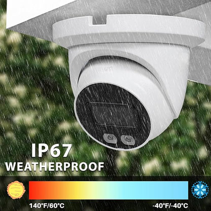 R-Tech 5MP Smart Dual Light HDCVI Fixed-Focal Eyeball Camera, Full-Color Night Vision, 3D NR, Built-in Mic, 40m IR Distance, IP67 Weatherproof, 3.6mm Lens