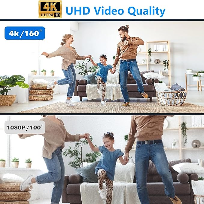 4K Wireless Wifi Camera,Upgrade 4K,1800mAh Battery Powered,WiFi Wireless Nanny Cam Home Security Camera Tiny Office Secret Surveillance Cam with 100 Days Standby AI Human Detection Auto Night Vision