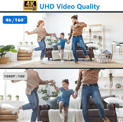4K Wireless Wifi Camera,Upgrade 4K,1800mAh Battery Powered,WiFi Wireless Nanny Cam Home Security Camera Tiny Office Secret Surveillance Cam with 100 Days Standby AI Human Detection Auto Night Vision