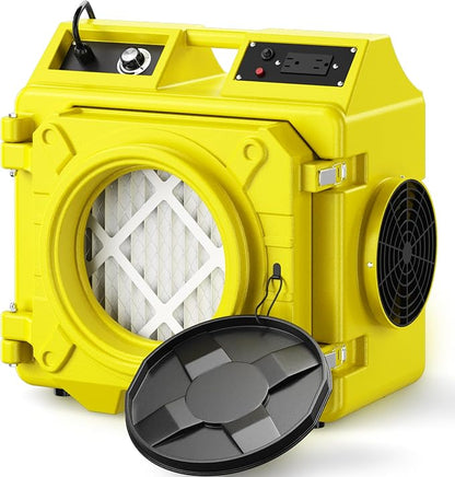 550CFM Air Scrubber, Stackable Negative Air Machine with 3-Stage Filtration, MERV10 Pre-Filter, Activated Carbon & H13 HEPA Air Cleaner for Home, Commercial & Industrial Restoration, Yellow IPC
