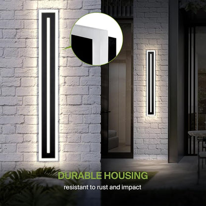 ASD LED 48" Long Wall Mount Light Fixture, Outdoor & Indoor Linear Sconce | 3CCT, Dimmable, Waterproof, Anti-Rust, ETL Listed | 36W 2100LM 3000-5000K 100-277V | Exterior Porch Lighting | Black