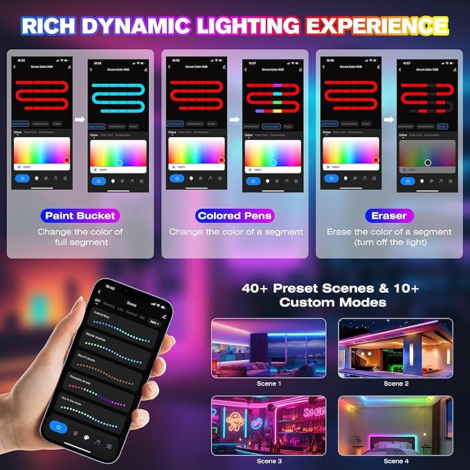DR03W WiFi SPI 5~24V RGB Controller - Designed for Addressable LED Strip Lights, Compatible with Alexa Google Home Siri Smart Life Tuya APP Control Work with RC03RF WR01RF 2.4GHz Remoter etc