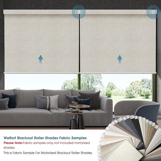 Motorized Blind,Work with Homekit Thread-Enabled, 100% Blackout Smart Shades with Remote Control, Electric Roller Shade,Multi-Color Samples