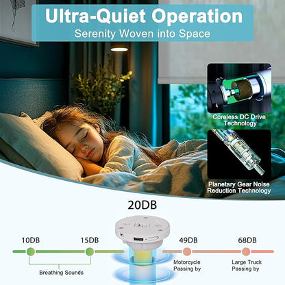 BERISSA Smart Motorized Blinds with Remote,No Drill Automatic Roller Blinds for Indoor Windows,Solar Fabric,Electric Shades for Windows Home Office,Solar White,Custom Size