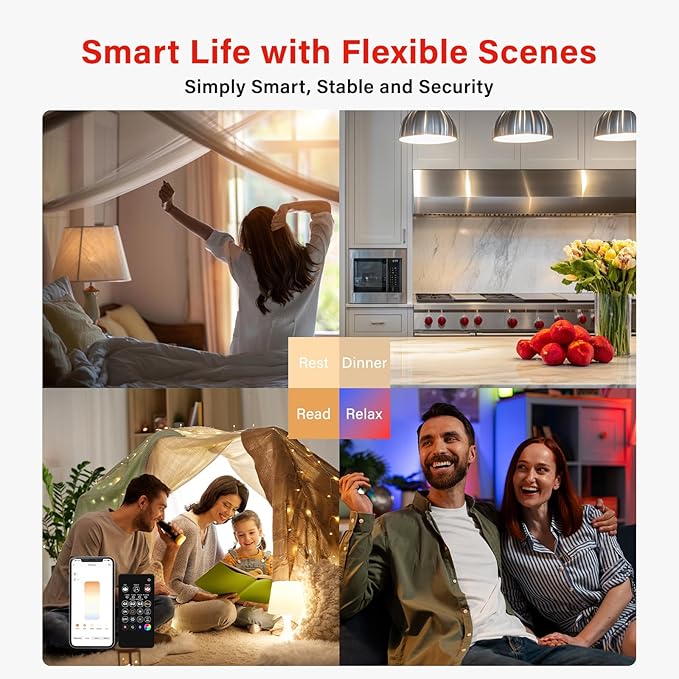 Sengled Dual Mode Smart Light Bulbs, Color Changing Light Bulbs with Remote & App Control, RGBW LED Bulbs 2700K-6500K Dimmable A19 65W, Group Control, Timer ( 4P No Remote, No Support Alexa & Google)