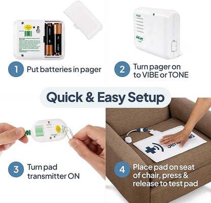 Smart Caregiver Chair Exit Alarm System with Wireless Pager and for Fall Prevention | Chair Alarm Alerts Caregiver When They Get Up from The Chair | USA-Based Company and Customer Support