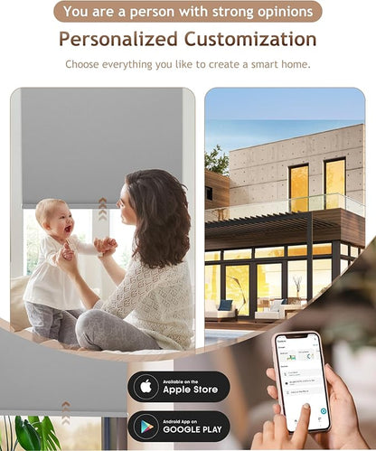 Motorized Blinds with Remote: Kincmo 100% Blackout Roller Shades Work with Apple Homekit,Alexa,Google Home, Customized Electric Blinds with App,Voice Control (100% Blackout Pure Grey)