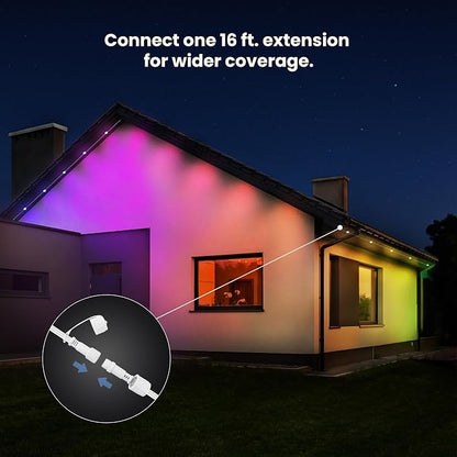 Feit Electric Permanent Outdoor Lights, Smart RGBIC String Lights, 50FT LED Christmas Lights, 2.4GHz WiFi-Enabled Under Eaves Light, Work with Alexa and Google Assistant, Weatherproof, SL50-36/RGB/AG