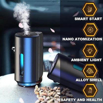 Smart Car Air Freshener, Car Air Freshener Diffuser, Rechargeable Car Aroma Diffuser, 3 Levels of Adjustable Intelligent Car Diffuser Men's Fragrance with 3 Bottles of Cologne