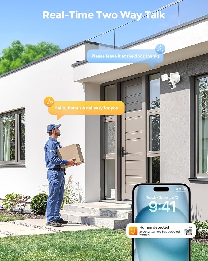 Onforu 2K Hardwired Floodlight Camera, 3500LM Motion Activated Outdoor Security Camera, 5G/2.4G WiFi Color Night Vision | 2-Way Audio | Siren | 24/7 Recording | IP65 Weatherproof | Works with Alexa