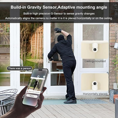 Camera for Home Security, 2K Pet Camera with Speaker,Indoor Camera Wireless with Phone App, Auto Tracking/Super Night Vision, Cloud/SD Card Storage, 2.4 GHz, White