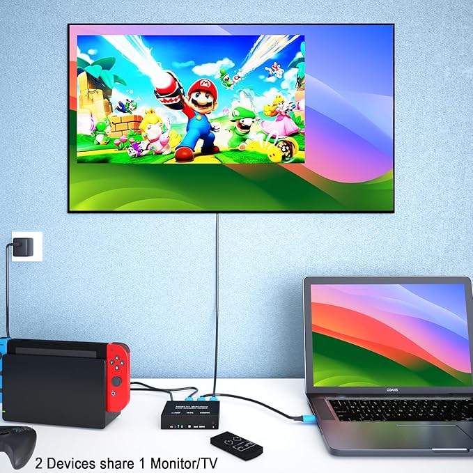 4K HDMI Multi Viewer 2 in 1 Out with Remote – Seamless Switching 2x1 Multi-viewer,2 HDMI Inputs (Devices) &1 Output (Display), Up to 4K @30Hz, 1080P for PS4,PC,DVD,Security Camera