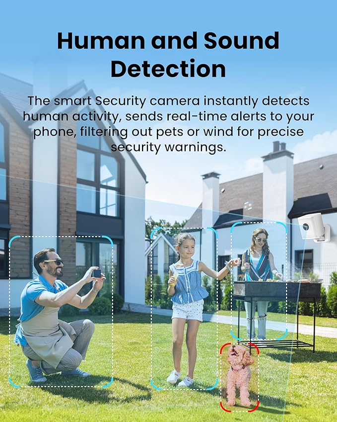 Aurumbach 2.5K Smart Security Camera with Color Night Vision, IP65 Waterproof Wired 4MP Indoor Video Camera, 2-Way Audio, Compatible with Alexa, Google Assistant White