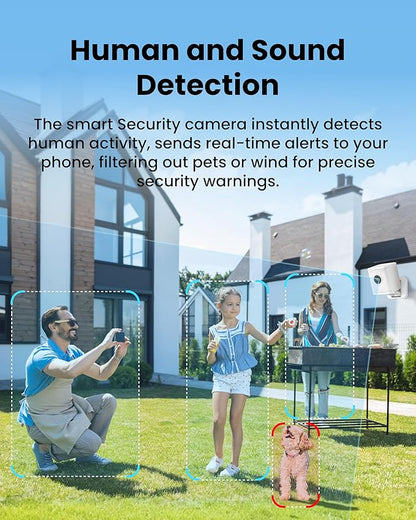 Aurumbach 2.5K Smart Security Camera with Color Night Vision, IP65 Waterproof Wired 4MP Indoor Video Camera, 2-Way Audio, Compatible with Alexa, Google Assistant White