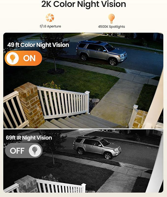 Anlapus 3MP 2K WiFi Security Camera Outdoor Indoor, WiFi6 & 2.4GHz Plug-in Cameras for Home Security, Color Night Vision, Human Vehicle Detection, Spotlight Siren Alarms, 24/7 Recording,Easy Install