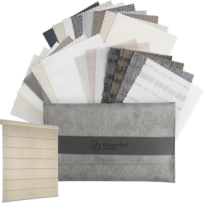 Graywind Roman Shades Light Filtering Roman Window Shades Plain Fold Soft for Doors Bedroom, Custom Size (Fabric Samples)