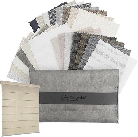 Graywind Roman Shades Light Filtering Roman Window Shades Plain Fold Soft for Doors Bedroom, Custom Size (Fabric Samples)