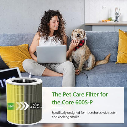 Core 600S Pet Care Replacement Filter for LEVOIT Core 600S & Core 600S-P Air Purifier, for Core 600S-P Pet Care Replacement Filter, Core 600S-RF-PA, 1 Pack, Yellow