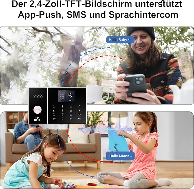 XUK Smart Home Security System,4G/GSM &WiFi Wireless Alarm Kit with Door/Window Sensors,PIR Motion Detectors,App Remote Control,Compatible with Alexa &Google Home,Easy Installation(13pcs Set)