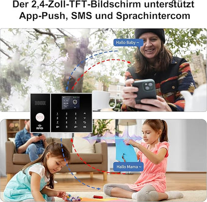 XUK Smart Home Security System,4G/GSM &WiFi Wireless Alarm Kit with Door/Window Sensors,PIR Motion Detectors,App Remote Control,Compatible with Alexa &Google Home,Easy Installation(13pcs Set)